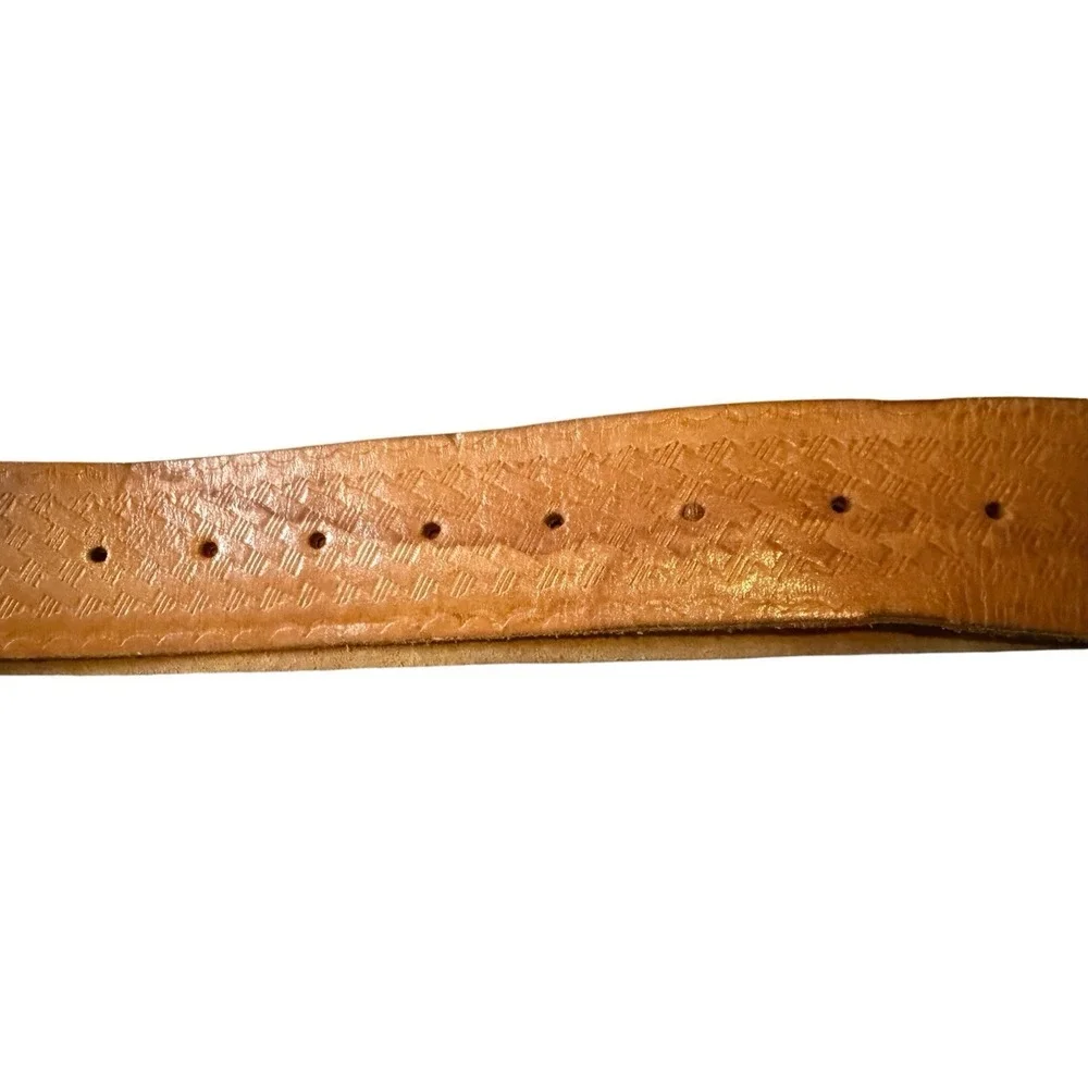 Vintage Leather Work Belt Made in USA Leather Basketweave Brown 50